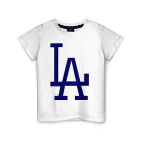 Детская футболка хлопок с принтом Los Angeles Dodgers logo в Петрозаводске, 100% хлопок | круглый вырез горловины, полуприлегающий силуэт, длина до линии бедер | Тематика изображения на принте: baseball | la | los angeles dodgers | бейсбол | лос анджелес доджерс | спорт