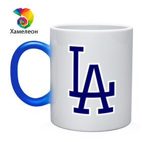 Кружка хамелеон с принтом Los Angeles Dodgers logo в Петрозаводске, керамика | меняет цвет при нагревании, емкость 330 мл | Тематика изображения на принте: baseball | la | los angeles dodgers | бейсбол | лос анджелес доджерс | спорт