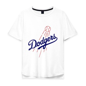 Мужская футболка хлопок Oversize с принтом Los Angeles Dodgers logotype в Петрозаводске, 100% хлопок | свободный крой, круглый ворот, “спинка” длиннее передней части | baseball | los angeles dodgers | бейсбол | лос анджелес доджерс | спорт