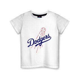 Детская футболка хлопок с принтом Los Angeles Dodgers logotype в Петрозаводске, 100% хлопок | круглый вырез горловины, полуприлегающий силуэт, длина до линии бедер | baseball | los angeles dodgers | бейсбол | лос анджелес доджерс | спорт