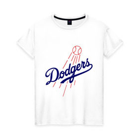 Женская футболка хлопок с принтом Los Angeles Dodgers logotype в Петрозаводске, 100% хлопок | прямой крой, круглый вырез горловины, длина до линии бедер, слегка спущенное плечо | Тематика изображения на принте: baseball | los angeles dodgers | бейсбол | лос анджелес доджерс | спорт