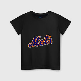 Детская футболка хлопок с принтом Mets в Петрозаводске, 100% хлопок | круглый вырез горловины, полуприлегающий силуэт, длина до линии бедер | baseball | mets | new york mets | бейсбол | нью йорк метс | спорт
