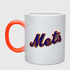 Кружка хамелеон с принтом Mets в Петрозаводске, керамика | меняет цвет при нагревании, емкость 330 мл | baseball | mets | new york mets | бейсбол | нью йорк метс | спорт