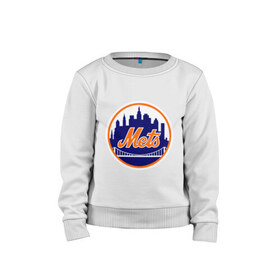 Детский свитшот хлопок с принтом New York Mets в Петрозаводске, 100% хлопок | круглый вырез горловины, эластичные манжеты, пояс и воротник | baseball | mets | new york mets | бейсбол | нью йорк метс | спорт