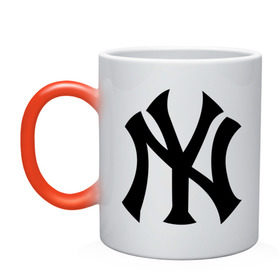 Кружка хамелеон с принтом New York Yankees в Петрозаводске, керамика | меняет цвет при нагревании, емкость 330 мл | Тематика изображения на принте: baseball | new york yankees | бейсбол | нью йорк янкиз | спорт | янки