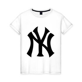 Женская футболка хлопок с принтом New York Yankees в Петрозаводске, 100% хлопок | прямой крой, круглый вырез горловины, длина до линии бедер, слегка спущенное плечо | baseball | new york yankees | бейсбол | нью йорк янкиз | спорт | янки