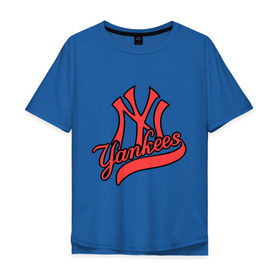 Мужская футболка хлопок Oversize с принтом New York Yankees logo в Петрозаводске, 100% хлопок | свободный крой, круглый ворот, “спинка” длиннее передней части | baseball | new york yankees | бейсбол | нью йорк янкиз | спорт | янки