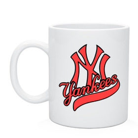Кружка с принтом New York Yankees logo в Петрозаводске, керамика | объем — 330 мл, диаметр — 80 мм. Принт наносится на бока кружки, можно сделать два разных изображения | Тематика изображения на принте: baseball | new york yankees | бейсбол | нью йорк янкиз | спорт | янки