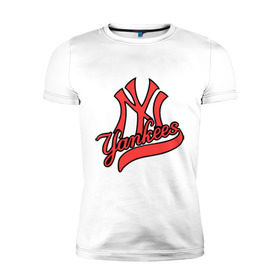 Мужская футболка премиум с принтом New York Yankees logo в Петрозаводске, 92% хлопок, 8% лайкра | приталенный силуэт, круглый вырез ворота, длина до линии бедра, короткий рукав | baseball | new york yankees | бейсбол | нью йорк янкиз | спорт | янки