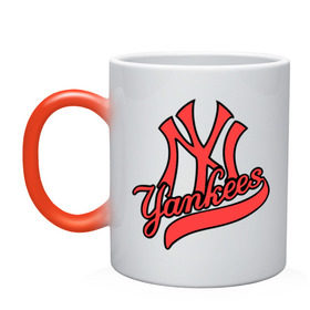 Кружка хамелеон с принтом New York Yankees logo в Петрозаводске, керамика | меняет цвет при нагревании, емкость 330 мл | Тематика изображения на принте: baseball | new york yankees | бейсбол | нью йорк янкиз | спорт | янки