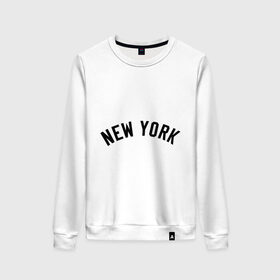 Женский свитшот хлопок с принтом New York Yankees logotype в Петрозаводске, 100% хлопок | прямой крой, круглый вырез, на манжетах и по низу широкая трикотажная резинка  | baseball | new york yankees | бейсбол | нью йорк янкиз | спорт | янки