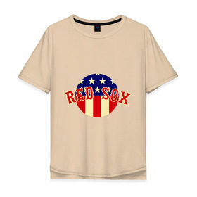 Мужская футболка хлопок Oversize с принтом Red Sox в Петрозаводске, 100% хлопок | свободный крой, круглый ворот, “спинка” длиннее передней части | baseball | boston red sox | бейсбол | бостон | красные носки | ред сокс | спорт
