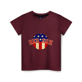 Детская футболка хлопок с принтом Red Sox в Петрозаводске, 100% хлопок | круглый вырез горловины, полуприлегающий силуэт, длина до линии бедер | baseball | boston red sox | бейсбол | бостон | красные носки | ред сокс | спорт