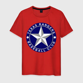 Мужская футболка хлопок с принтом Texas Rangers Baseball Club в Петрозаводске, 100% хлопок | прямой крой, круглый вырез горловины, длина до линии бедер, слегка спущенное плечо. | baseball | texas rangers | бейсбол | спорт | техас рейнджерс