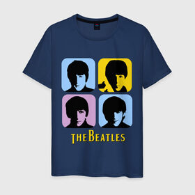 Мужская футболка хлопок с принтом The Beatles pop art в Петрозаводске, 100% хлопок | прямой крой, круглый вырез горловины, длина до линии бедер, слегка спущенное плечо. | beatles | the beatles | the beatles pop art | бителс