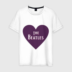 Мужская футболка хлопок с принтом The Beatles is love в Петрозаводске, 100% хлопок | прямой крой, круглый вырез горловины, длина до линии бедер, слегка спущенное плечо. | 
