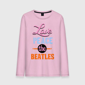 Мужской лонгслив хлопок с принтом Love peace the Beatles в Петрозаводске, 100% хлопок |  | beatles | love peace the beatles | the beatles | бителс