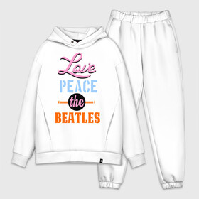 Мужской костюм хлопок OVERSIZE с принтом Love peace the Beatles в Петрозаводске,  |  | beatles | love peace the beatles | the beatles | бителс