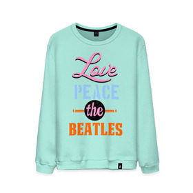 Мужской свитшот хлопок с принтом Love peace the Beatles в Петрозаводске, 100% хлопок |  | beatles | love peace the beatles | the beatles | бителс