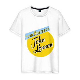 Мужская футболка хлопок с принтом John Lennon The Beatles в Петрозаводске, 100% хлопок | прямой крой, круглый вырез горловины, длина до линии бедер, слегка спущенное плечо. | beatles | john lennon | the beatles | бителс | джон ленон