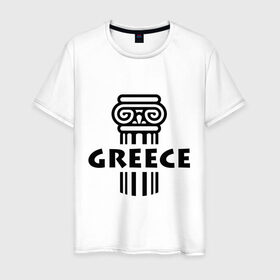 Мужская футболка хлопок с принтом Греция в Петрозаводске, 100% хлопок | прямой крой, круглый вырез горловины, длина до линии бедер, слегка спущенное плечо. | greece | греция