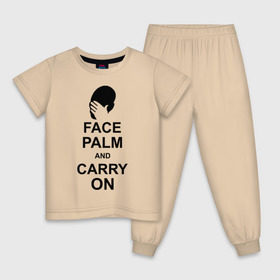 Детская пижама хлопок с принтом Facepalm and carry on в Петрозаводске, 100% хлопок |  брюки и футболка прямого кроя, без карманов, на брюках мягкая резинка на поясе и по низу штанин
 | 
