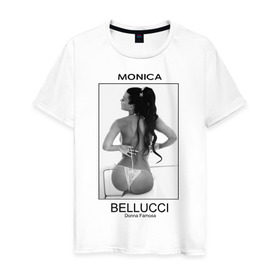 Мужская футболка хлопок с принтом Моника Беллучи в Петрозаводске, 100% хлопок | прямой крой, круглый вырез горловины, длина до линии бедер, слегка спущенное плечо. | monica bellucci | беллучи | моника | моника беллучи