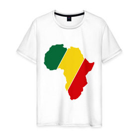 Мужская футболка хлопок с принтом Мама Африка в Петрозаводске, 100% хлопок | прямой крой, круглый вырез горловины, длина до линии бедер, слегка спущенное плечо. | Тематика изображения на принте: bob marley | reggae | раста | растаманские | растафари