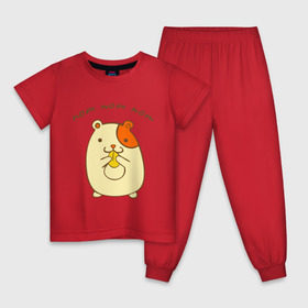 Детская пижама хлопок с принтом Ням-ням-ням в Петрозаводске, 100% хлопок |  брюки и футболка прямого кроя, без карманов, на брюках мягкая резинка на поясе и по низу штанин
 | nom nom nom | девушкам | для девушек | хомяк | хомячек