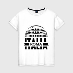 Женская футболка хлопок с принтом Italia в Петрозаводске, 100% хлопок | прямой крой, круглый вырез горловины, длина до линии бедер, слегка спущенное плечо | italia | roma | италия | колизей | рим