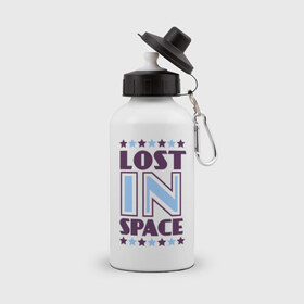 Бутылка спортивная с принтом Lost in space в Петрозаводске, металл | емкость — 500 мл, в комплекте две пластиковые крышки и карабин для крепления | 