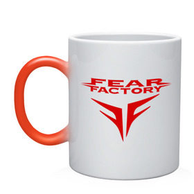 Кружка хамелеон с принтом Fear Factory logo в Петрозаводске, керамика | меняет цвет при нагревании, емкость 330 мл | Тематика изображения на принте: fear factory
