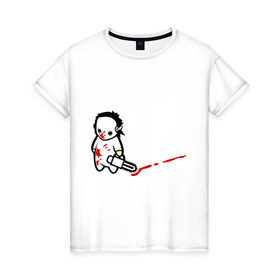 Женская футболка хлопок с принтом грустный маньяк в Петрозаводске, 100% хлопок | прямой крой, круглый вырез горловины, длина до линии бедер, слегка спущенное плечо | 