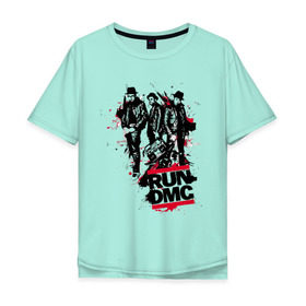 Мужская футболка хлопок Oversize с принтом Run-DMC в Петрозаводске, 100% хлопок | свободный крой, круглый ворот, “спинка” длиннее передней части | run dmc