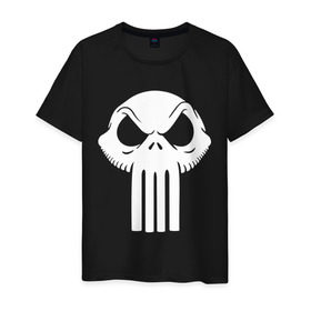 Мужская футболка хлопок с принтом Череп скелетон в Петрозаводске, 100% хлопок | прямой крой, круглый вырез горловины, длина до линии бедер, слегка спущенное плечо. | Тематика изображения на принте: skull | череп