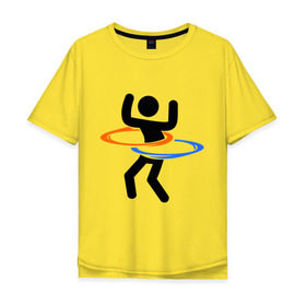 Мужская футболка хлопок Oversize с принтом Portal (Портал) хулахуп в Петрозаводске, 100% хлопок | свободный крой, круглый ворот, “спинка” длиннее передней части | portal | игры | компьютерные игры | портал