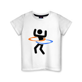 Детская футболка хлопок с принтом Portal (Портал) хулахуп в Петрозаводске, 100% хлопок | круглый вырез горловины, полуприлегающий силуэт, длина до линии бедер | Тематика изображения на принте: portal | игры | компьютерные игры | портал