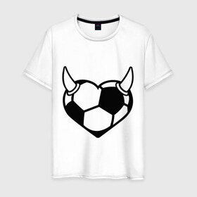 Мужская футболка хлопок с принтом Football Love в Петрозаводске, 100% хлопок | прямой крой, круглый вырез горловины, длина до линии бедер, слегка спущенное плечо. | 