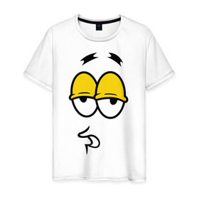 Мужская футболка хлопок с принтом Weary Face в Петрозаводске, 100% хлопок | прямой крой, круглый вырез горловины, длина до линии бедер, слегка спущенное плечо. | smile | лицо | смайл | смайлик
