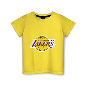 Детская футболка хлопок с принтом LA Lakers в Петрозаводске, 100% хлопок | круглый вырез горловины, полуприлегающий силуэт, длина до линии бедер | Тематика изображения на принте: basketball | lakers | media | nba | toplanding | баскетболл | лейкерс | лого баскетбольных клубов | лос анджелес | нба