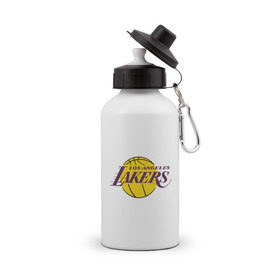Бутылка спортивная с принтом LA Lakers в Петрозаводске, металл | емкость — 500 мл, в комплекте две пластиковые крышки и карабин для крепления | basketball | lakers | media | nba | toplanding | баскетболл | лейкерс | лого баскетбольных клубов | лос анджелес | нба