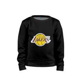 Детский свитшот хлопок с принтом LA Lakers в Петрозаводске, 100% хлопок | круглый вырез горловины, эластичные манжеты, пояс и воротник | basketball | lakers | media | nba | toplanding | баскетболл | лейкерс | лого баскетбольных клубов | лос анджелес | нба