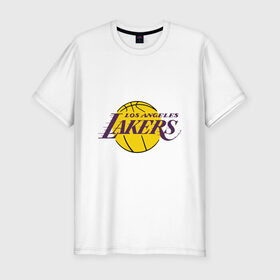 Мужская футболка премиум с принтом LA Lakers в Петрозаводске, 92% хлопок, 8% лайкра | приталенный силуэт, круглый вырез ворота, длина до линии бедра, короткий рукав | basketball | lakers | media | nba | toplanding | баскетболл | лейкерс | лого баскетбольных клубов | лос анджелес | нба