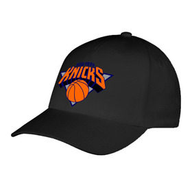 Бейсболка с принтом NY Knicks в Петрозаводске, 100% хлопок | классический козырек, металлическая застежка-регулятор размера | basketball | nba | баскетболл | лого баскетбольных клубов | нба | нью йорк