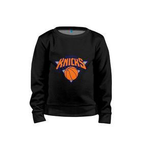 Детский свитшот хлопок с принтом NY Knicks в Петрозаводске, 100% хлопок | круглый вырез горловины, эластичные манжеты, пояс и воротник | basketball | nba | баскетболл | лого баскетбольных клубов | нба | нью йорк