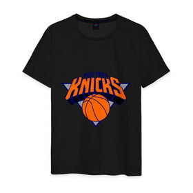 Мужская футболка хлопок с принтом NY Knicks в Петрозаводске, 100% хлопок | прямой крой, круглый вырез горловины, длина до линии бедер, слегка спущенное плечо. | basketball | nba | баскетболл | лого баскетбольных клубов | нба | нью йорк