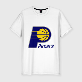 Мужская футболка премиум с принтом Pacers в Петрозаводске, 92% хлопок, 8% лайкра | приталенный силуэт, круглый вырез ворота, длина до линии бедра, короткий рукав | basketball | nba | баскетболл | лого баскетбольных клубов | нба