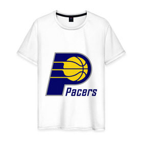 Мужская футболка хлопок с принтом Pacers в Петрозаводске, 100% хлопок | прямой крой, круглый вырез горловины, длина до линии бедер, слегка спущенное плечо. | basketball | nba | баскетболл | лого баскетбольных клубов | нба