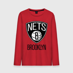 Мужской лонгслив хлопок с принтом Nets Brooklyn в Петрозаводске, 100% хлопок |  | бруклин
