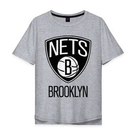 Мужская футболка хлопок Oversize с принтом Nets Brooklyn в Петрозаводске, 100% хлопок | свободный крой, круглый ворот, “спинка” длиннее передней части | Тематика изображения на принте: бруклин